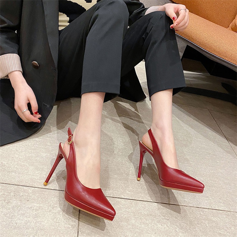 Fine-root temperament shoes simple pointed high-heeled shoes