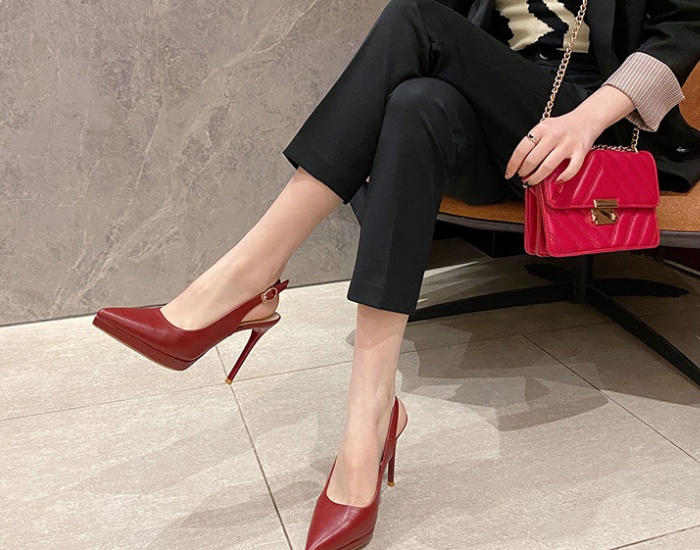 Fine-root temperament shoes simple pointed high-heeled shoes