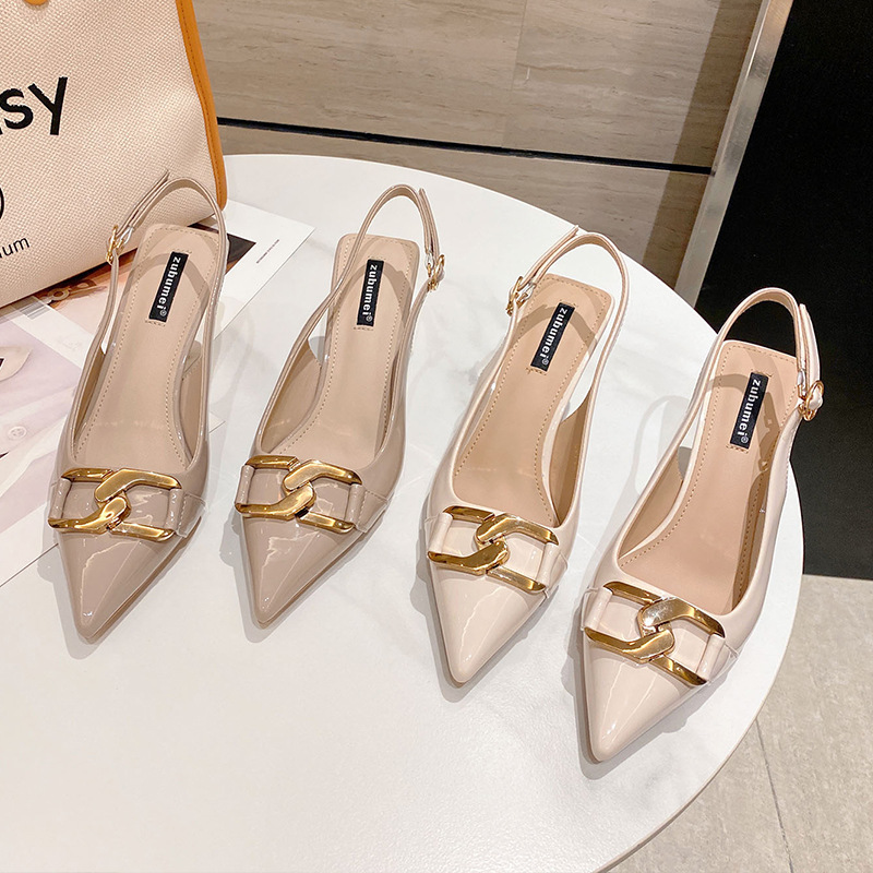 Korean style pointed sandals fine-root lady shoes