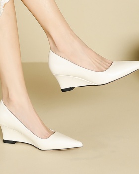 Slipsole low high-heeled shoes thick crust pure shoes