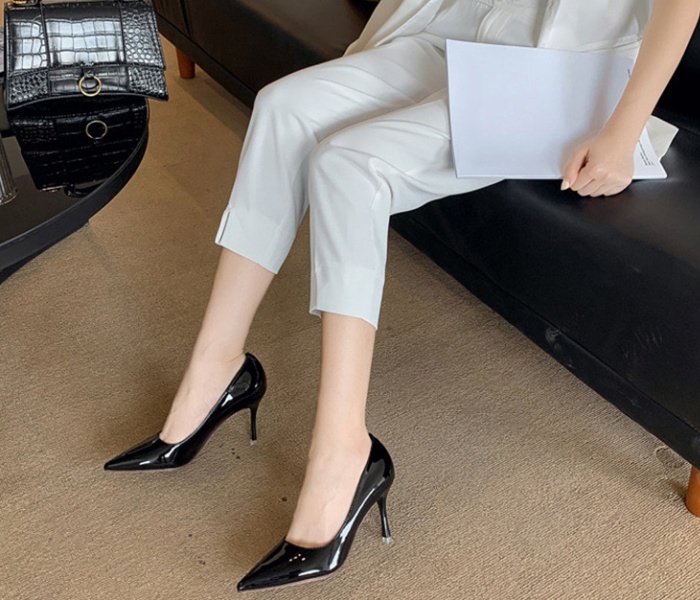 Black shoes Korean style high-heeled shoes for women