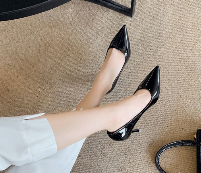 Black shoes Korean style high-heeled shoes for women