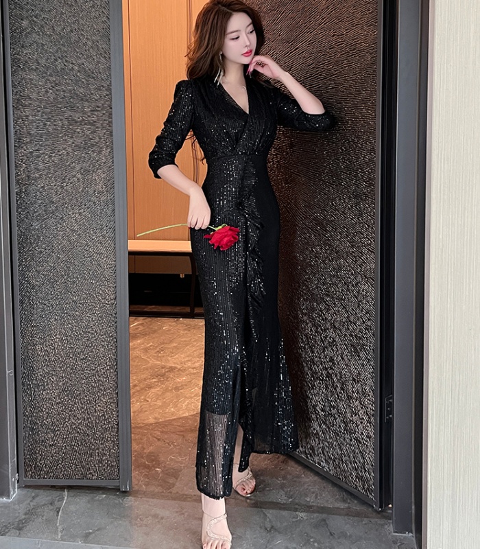 Sequins sexy slim dress mermaid temperament evening dress