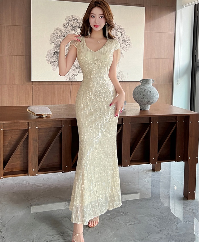 Banquet mermaid long dress tassels evening dress for women