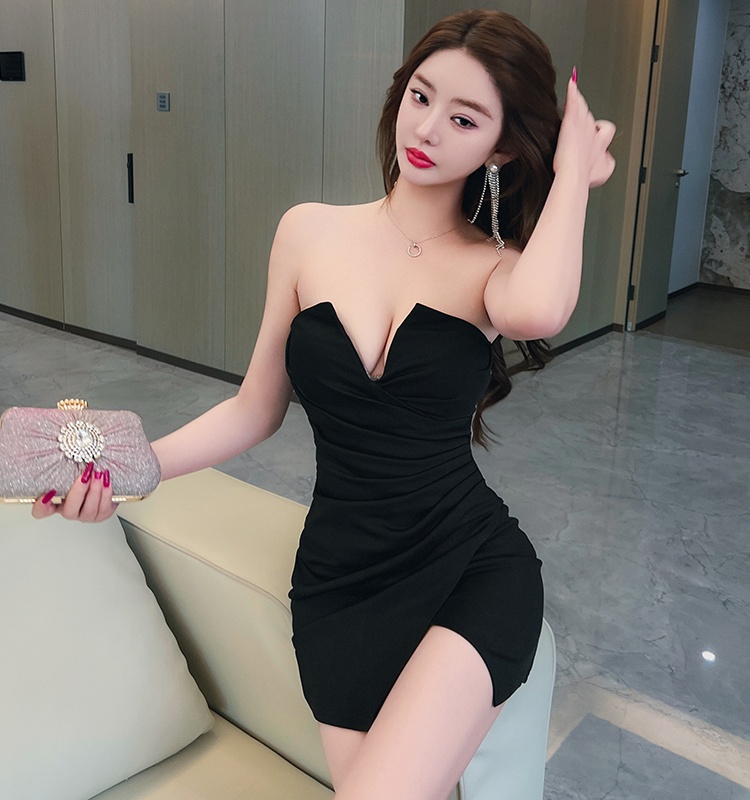 Slim temperament wrapped chest ladies nightclub dress for women