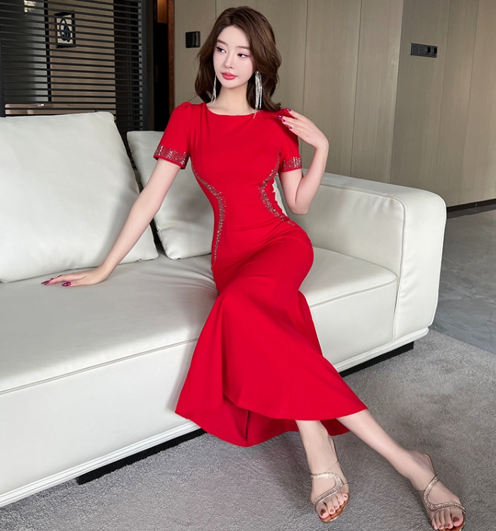 Banquet mermaid pinched waist temperament dress