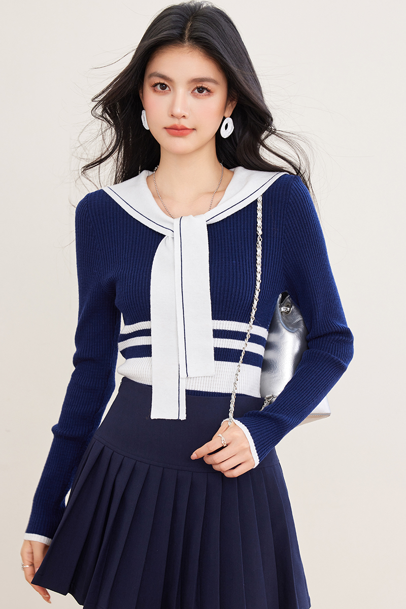 Navy style show young tops playful small shirt