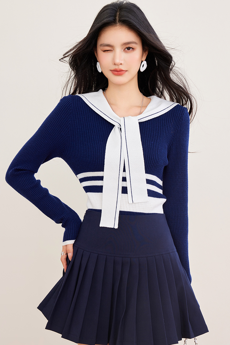 Navy style show young tops playful small shirt