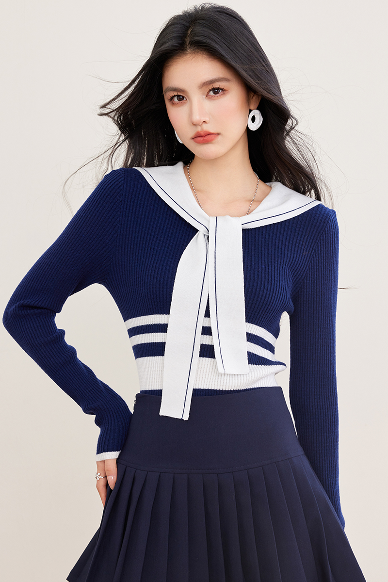 Navy style show young tops playful small shirt