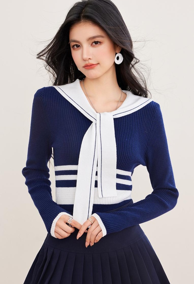 Navy style show young tops playful small shirt