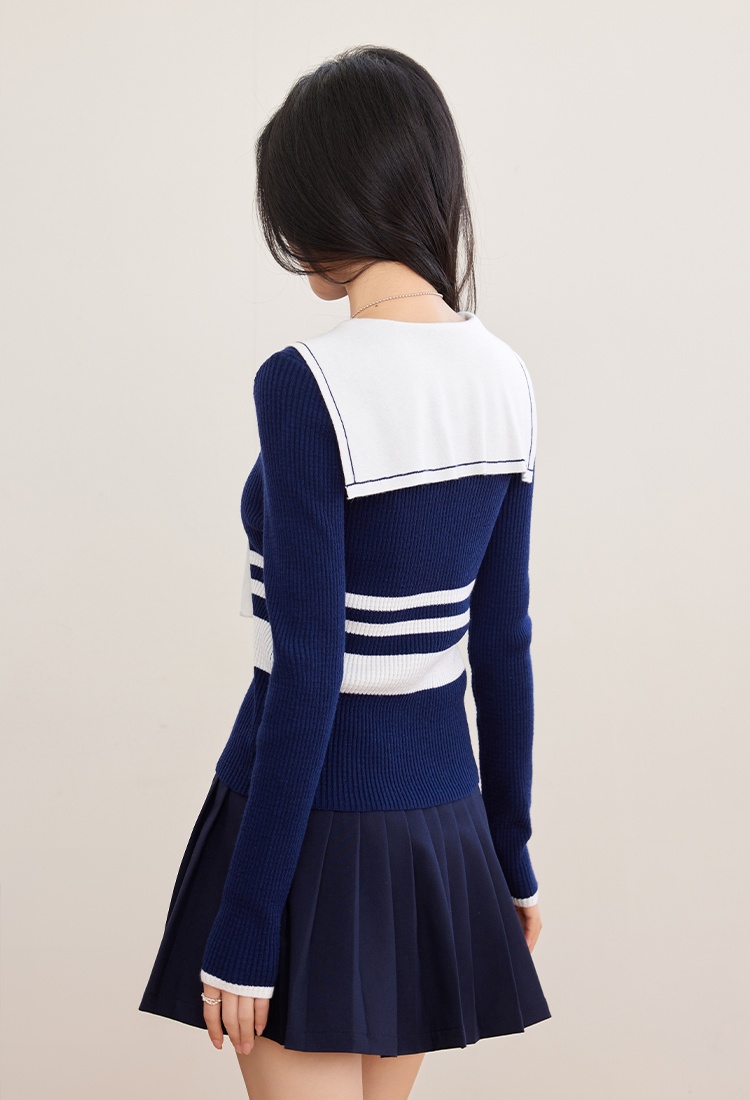 Navy style show young tops playful small shirt