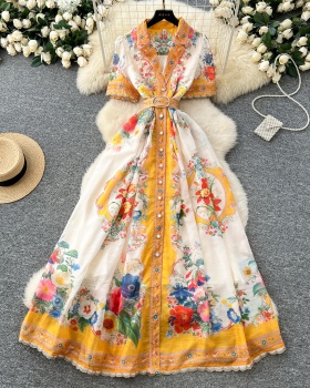 European style dress printing long dress for women