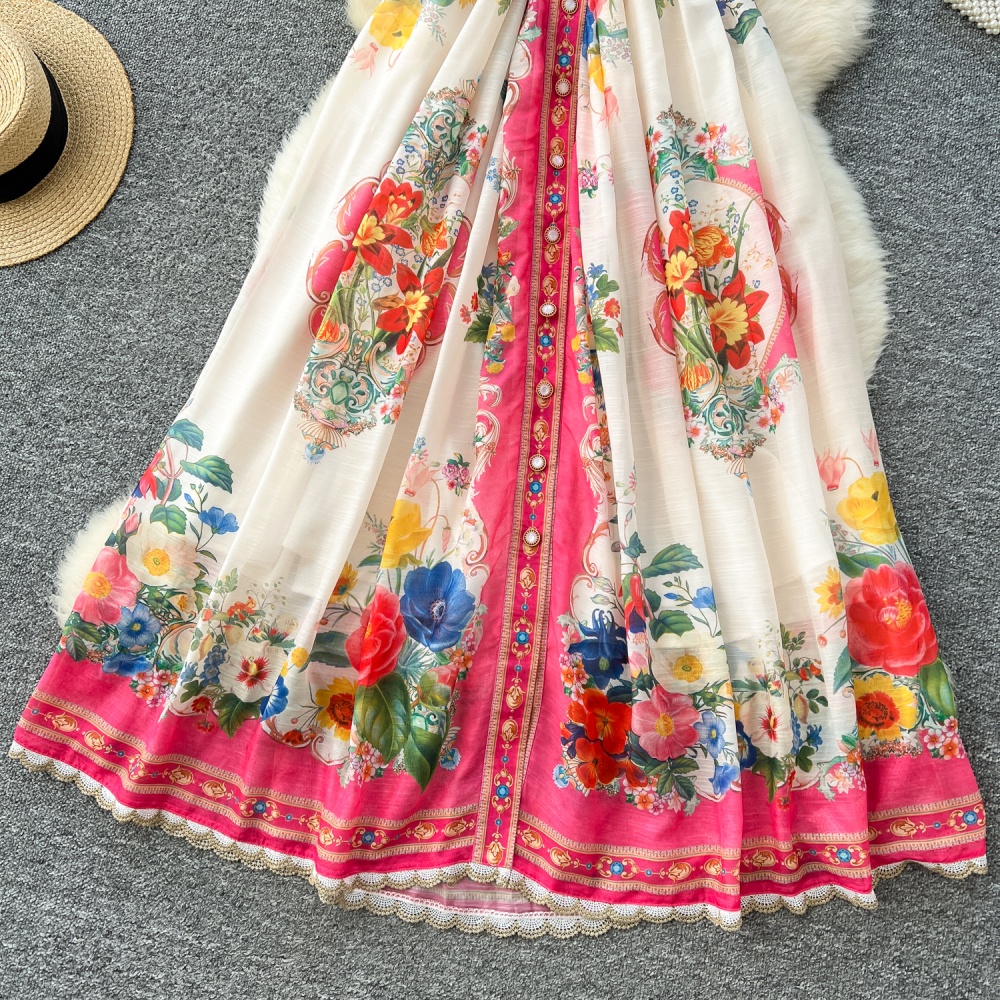 European style dress printing long dress for women