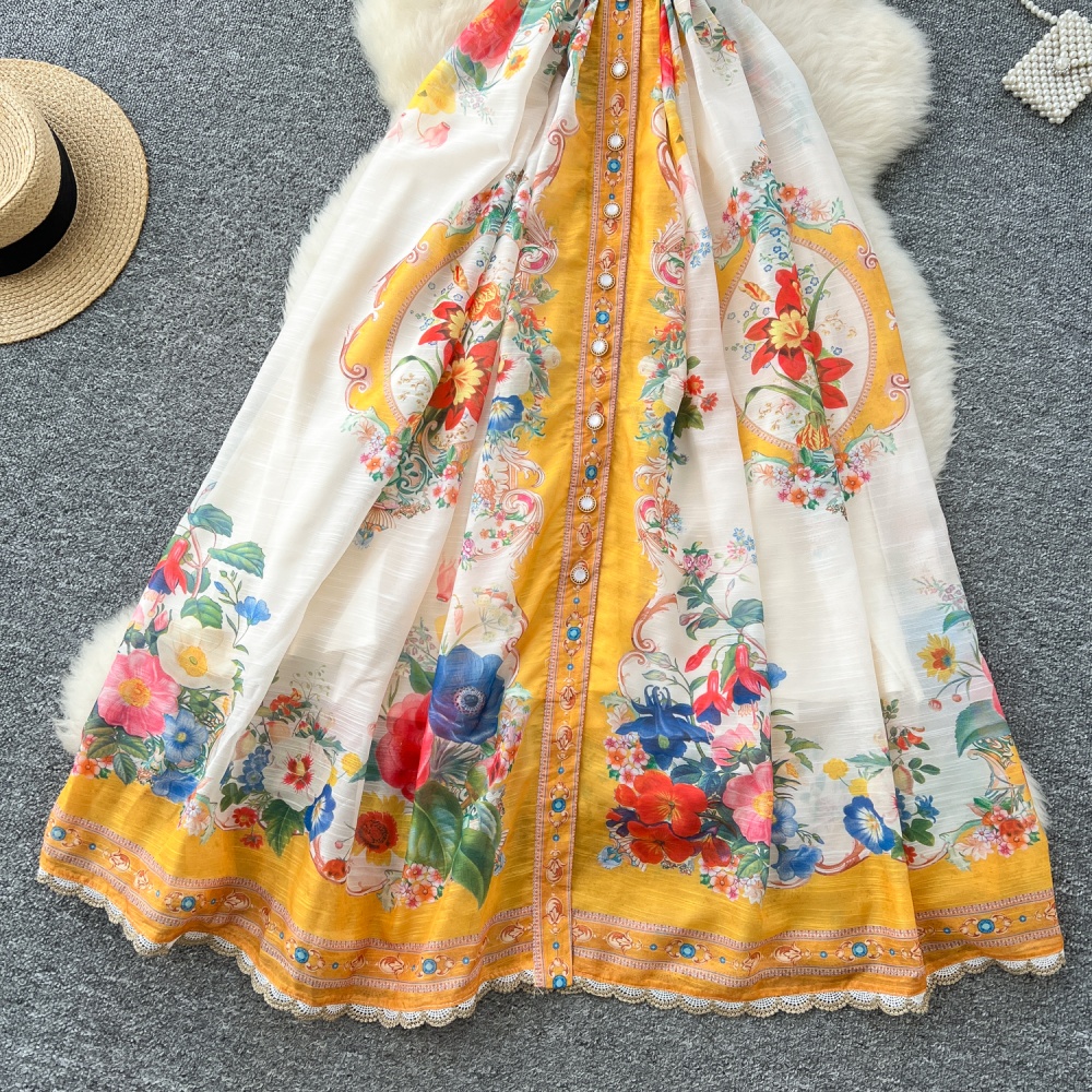 European style dress printing long dress for women