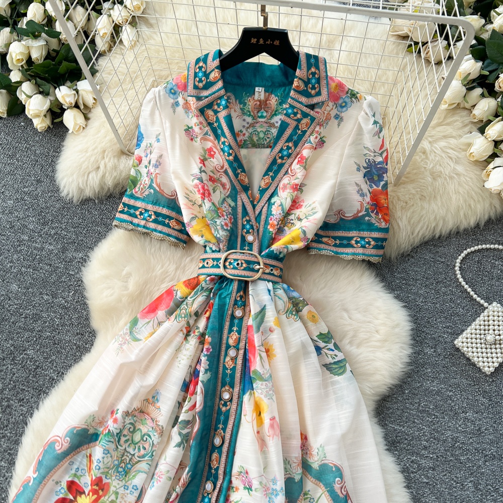 European style dress printing long dress for women