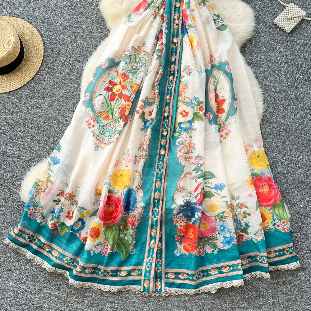 European style dress printing long dress for women