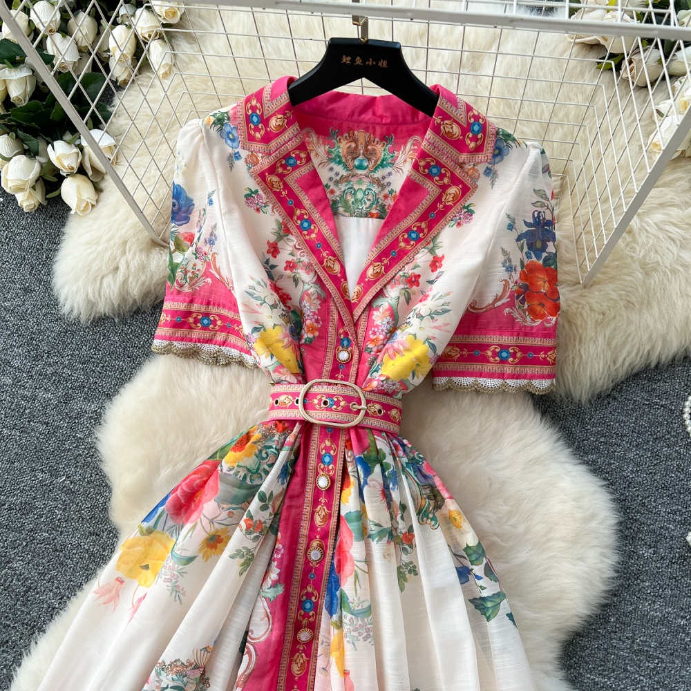 European style dress printing long dress for women