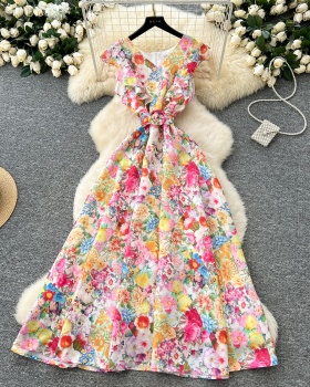 Temperament romantic long dress printing dress for women