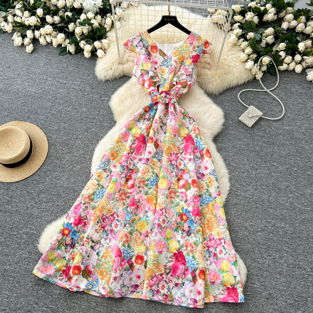 Temperament romantic long dress printing dress for women