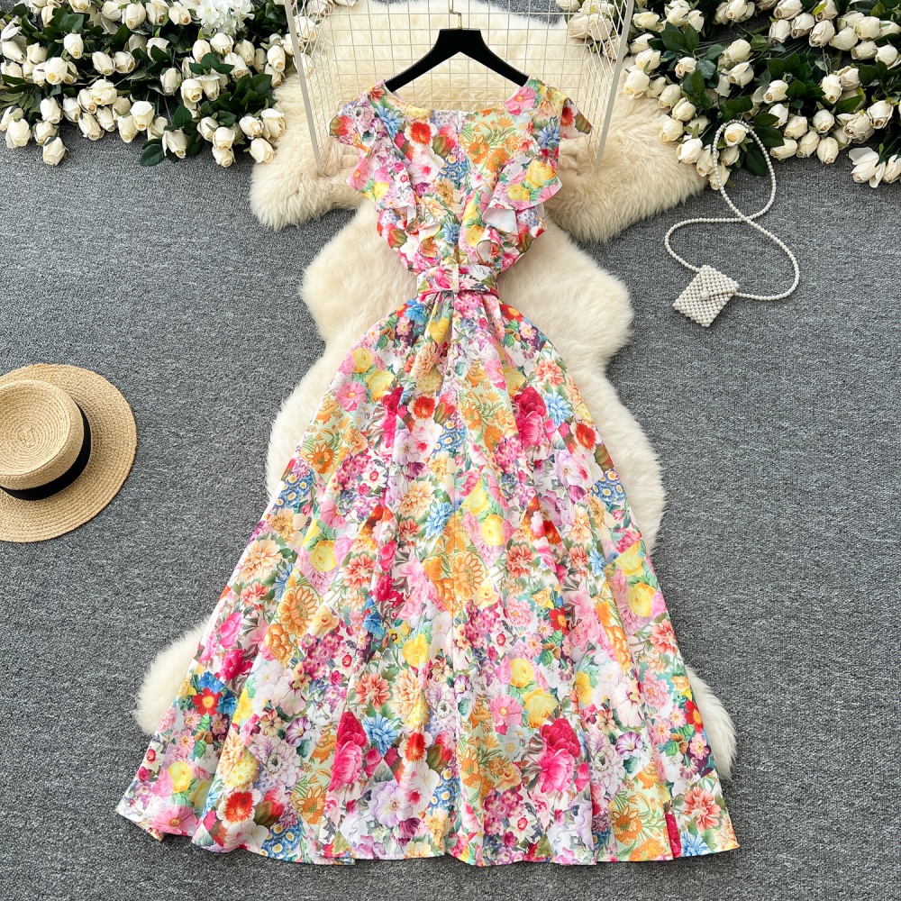 Temperament romantic long dress printing dress for women