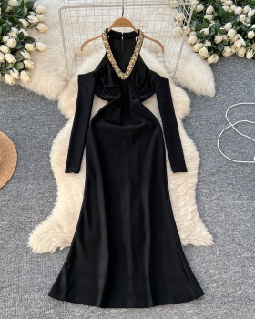 Black light luxury formal dress ladies long dress for women