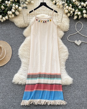 Bohemian style retro long dress vacation dress for women