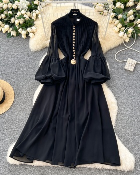 Slim elegant long dress lantern sleeve fashion dress