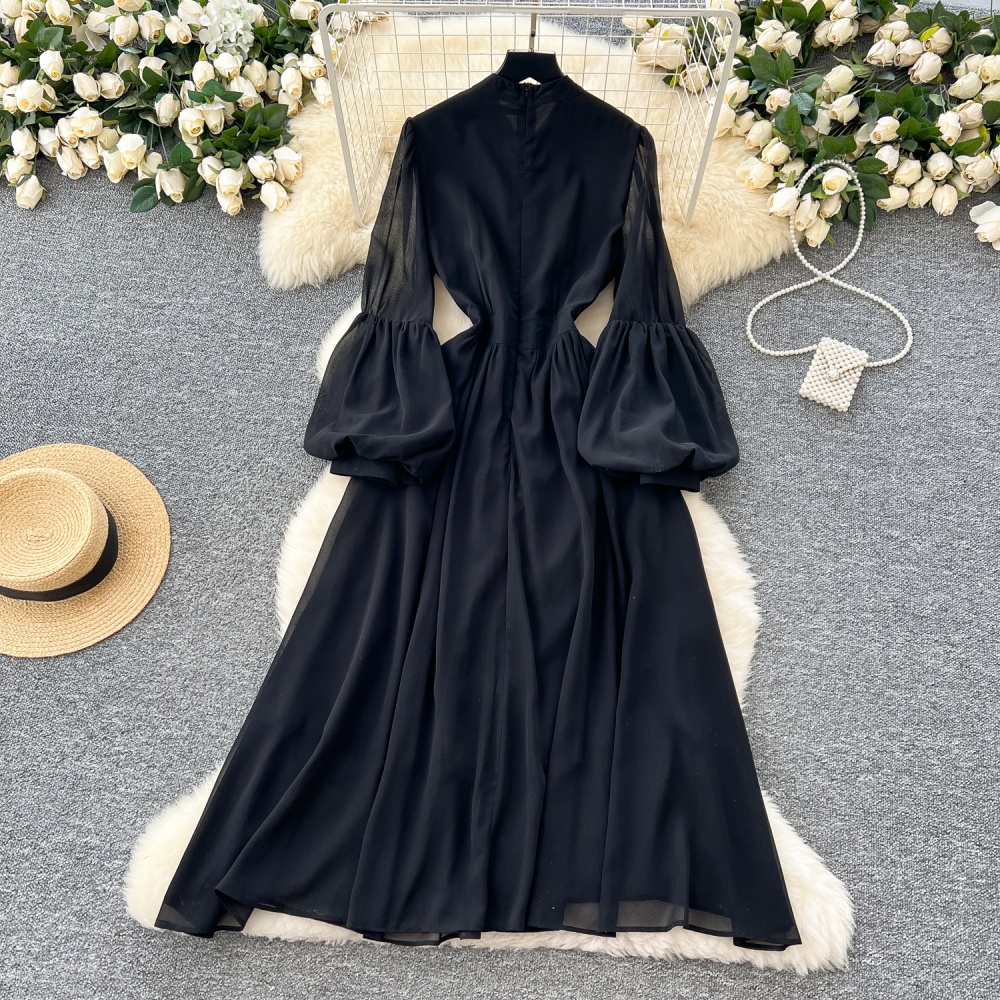 Slim elegant long dress lantern sleeve fashion dress