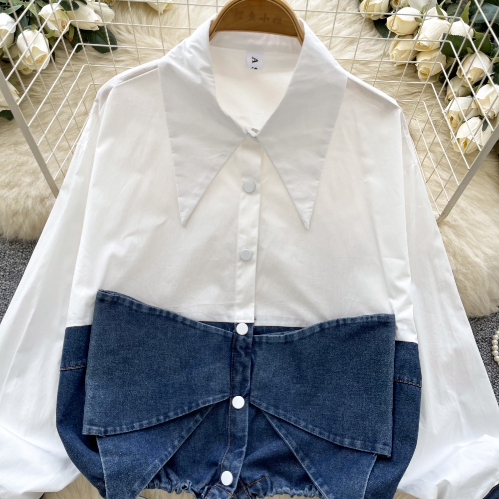 Splice Western style shirt bow unique tops