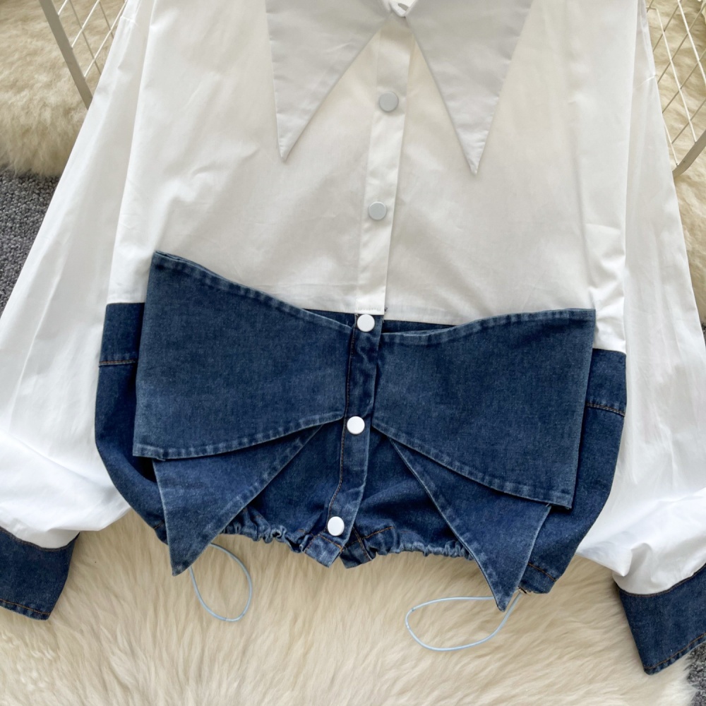 Splice Western style shirt bow unique tops