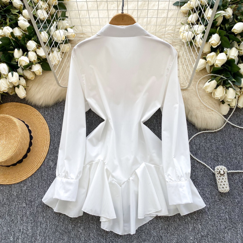 Irregular niche T-back spring Korean style shirt