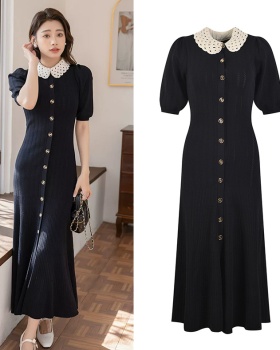 Puff sleeve France style long dress autumn dress