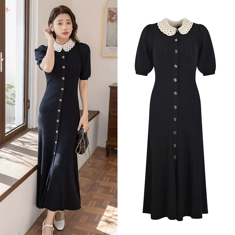 Puff sleeve France style long dress autumn dress