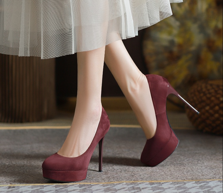 Broadcloth high-heeled shoes fine-root platform for women