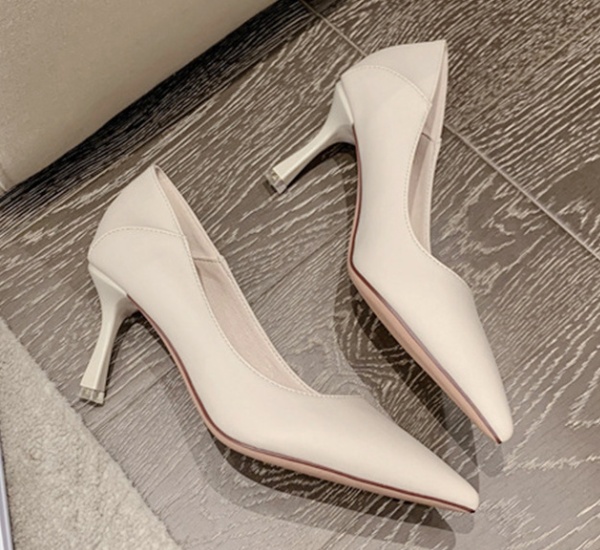 Korean style buff shoes autumn high-heeled shoes for women