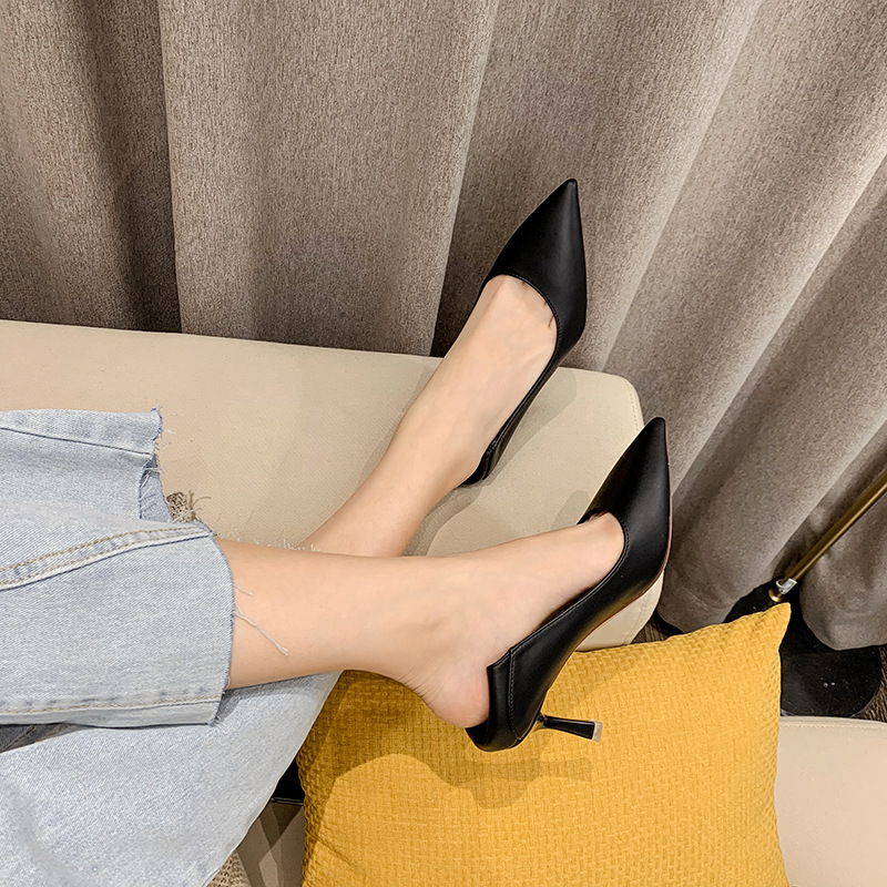 Korean style buff shoes autumn high-heeled shoes for women