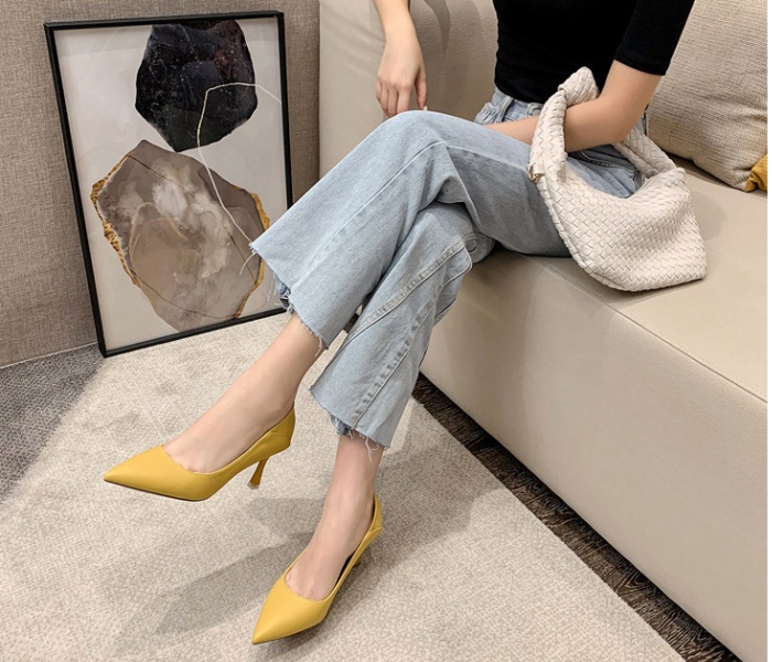 Korean style buff shoes autumn high-heeled shoes for women