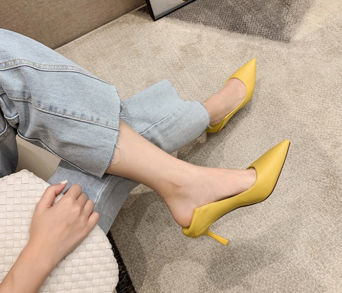 Korean style buff shoes autumn high-heeled shoes for women