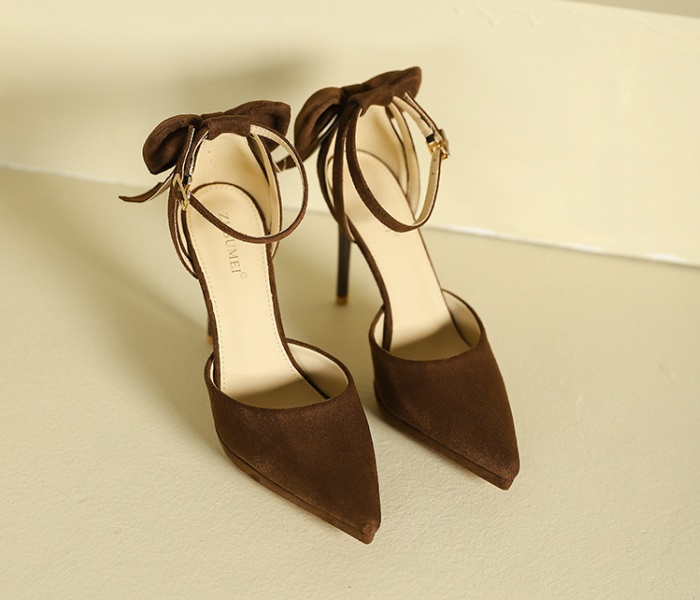 Fine-root bow sandals high-heeled summer platform for women