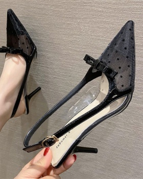 Gauze Korean style high-heeled shoes bow sandals for women