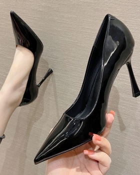 Patent leather high-heeled sexy pointed high-heeled shoes