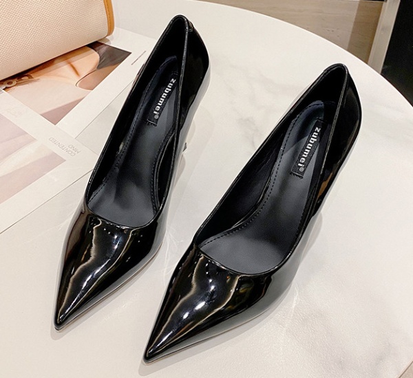 Patent leather high-heeled sexy pointed high-heeled shoes