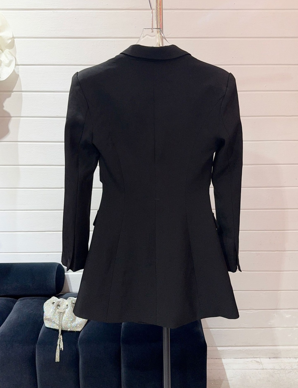 Long sleeve splice coat black bow business suit