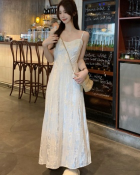 Velvet temperament ladies strap dress Korean style lady dress