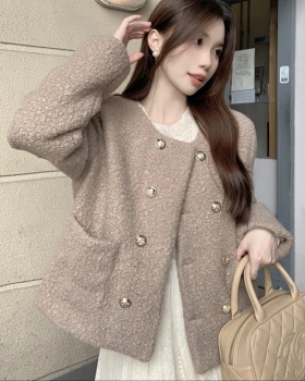 Chanelstyle round neck coat retro double-breasted cardigan