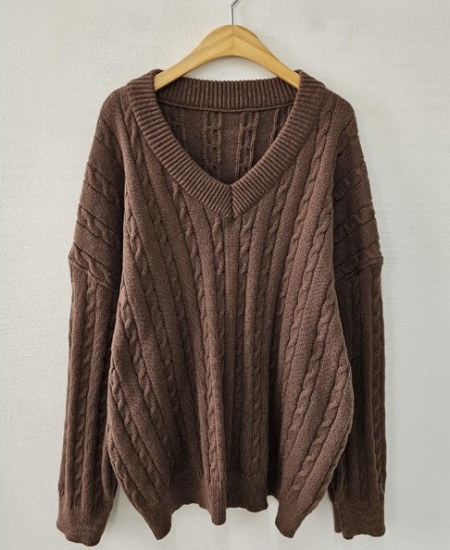 Long loose retro twist lazy all-match V-neck Korean style sweater