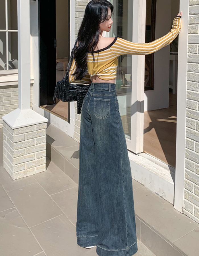 Loose spring long pants high waist wide leg pants for women