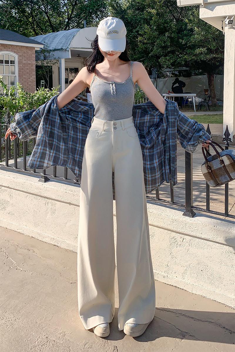 Loose spring long pants high waist wide leg pants for women