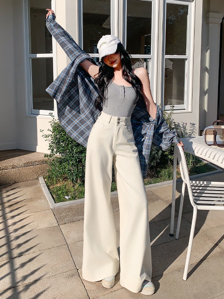 Loose spring long pants high waist wide leg pants for women