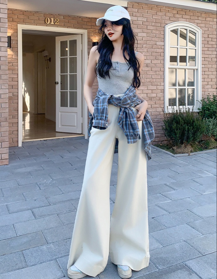 Loose spring long pants high waist wide leg pants for women